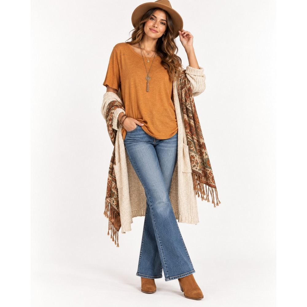 Nicole Miller 100% Linen Top XL Burnt Orange Slub Knit Relaxed Boho Coastal